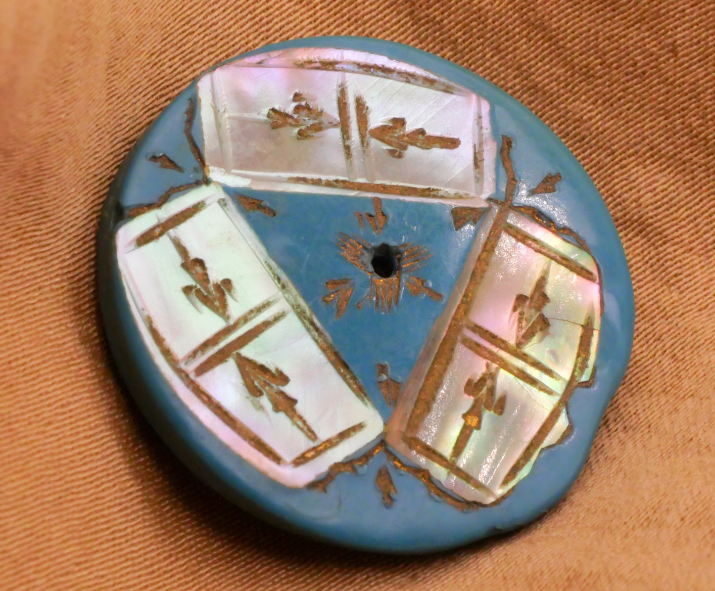 Mother of Pearl Inlay Blue Composite Early Plastic Button 24mm