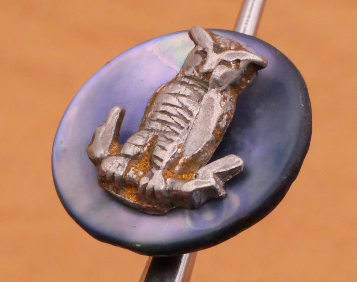 Owl Branch Blue Mother of Pearl Shell Metal Button 15mm