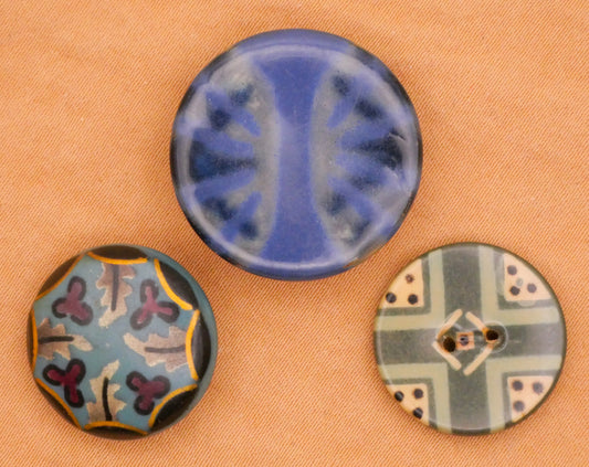 Quadrant Blue Blue-Green Design Celluloid Early Plastic Button Various 17-23mm