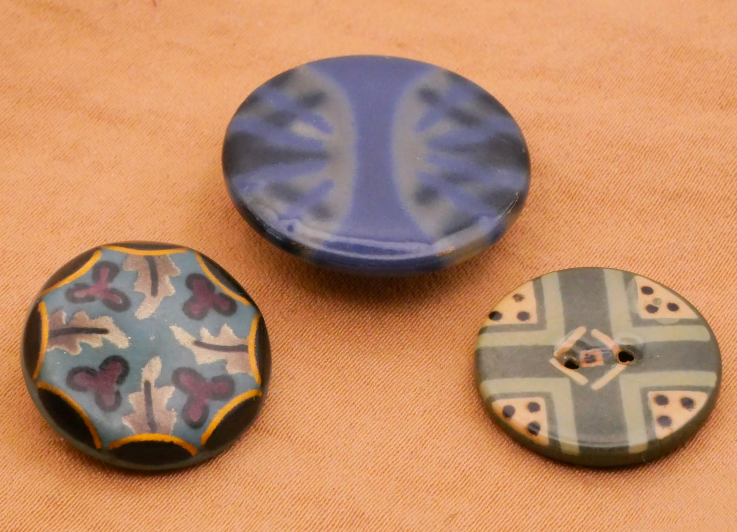 Quadrant Blue Blue-Green Design Celluloid Early Plastic Button Various 17-23mm