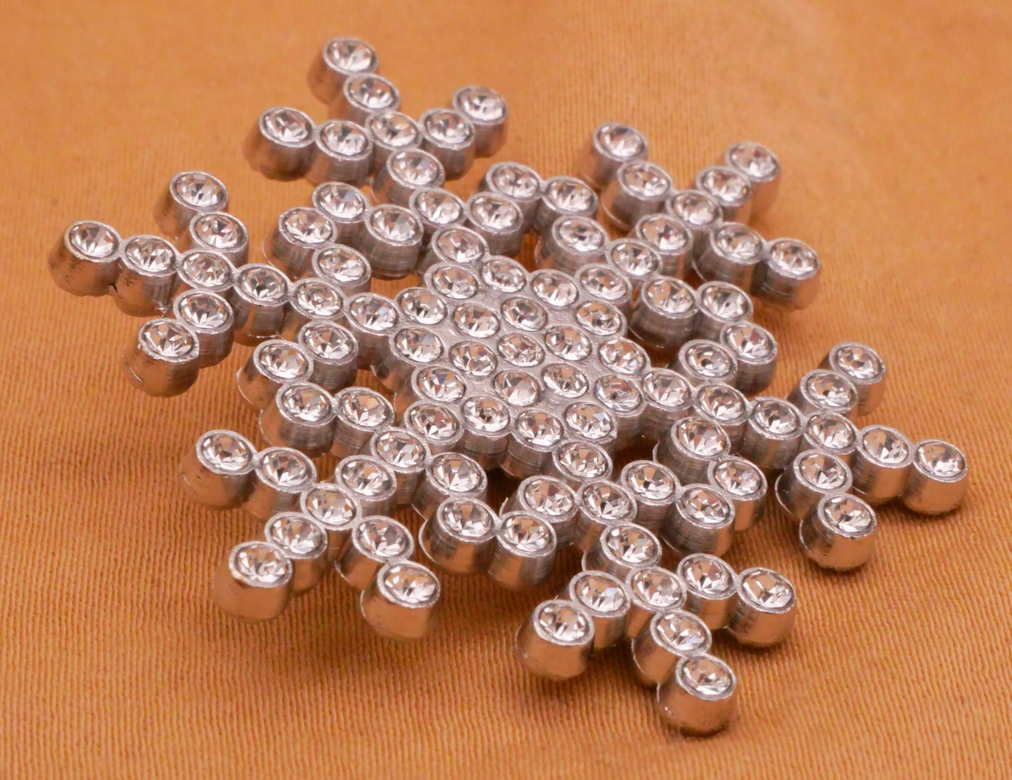 Snowflake Rhinestone Silver Metal Large Button 40mm