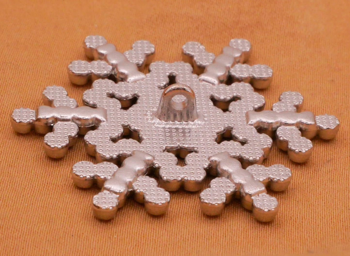 Snowflake Rhinestone Silver Metal Large Button 40mm