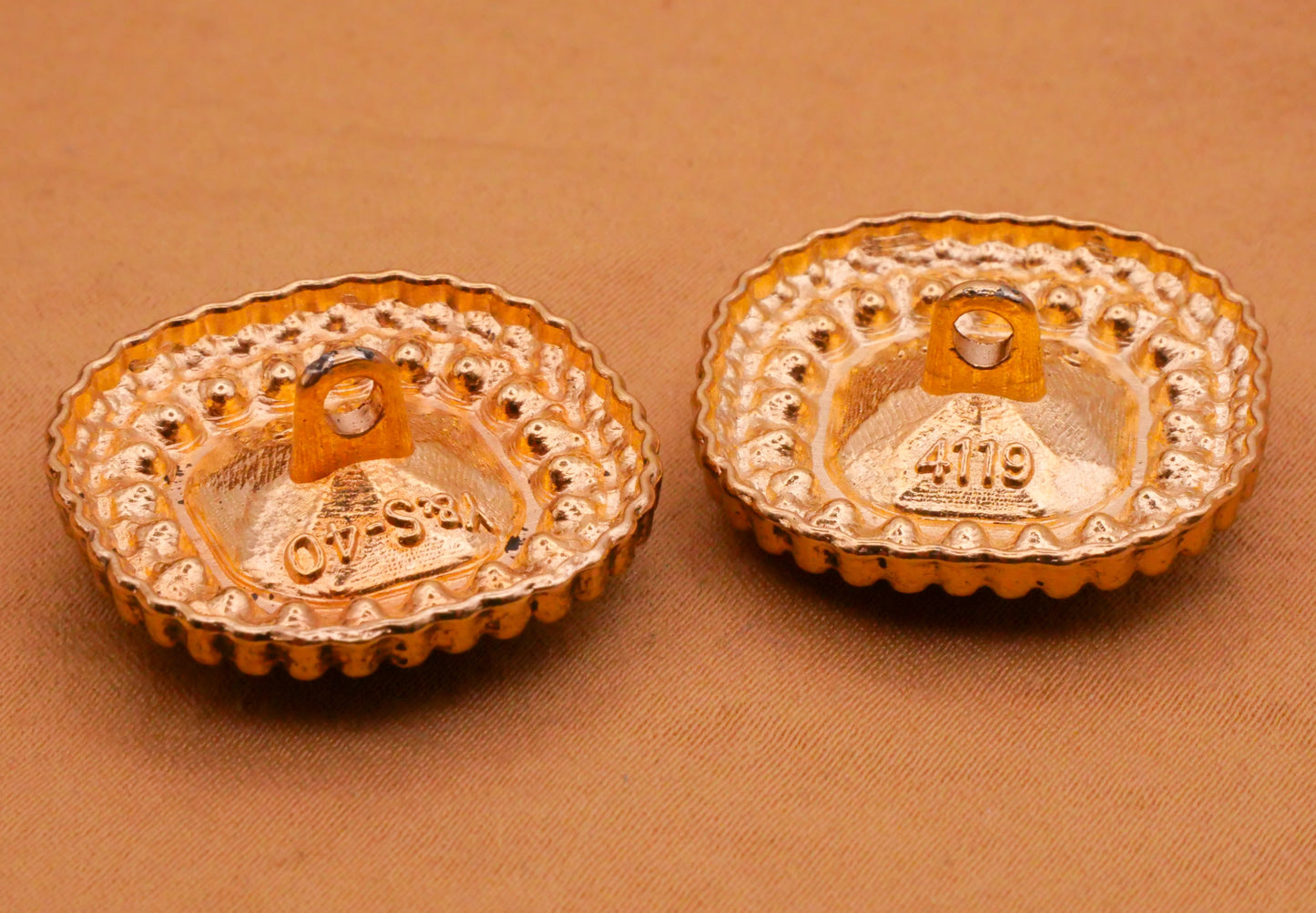 Green or Blue Cushion Rhinestone Metal Button Various 24mm