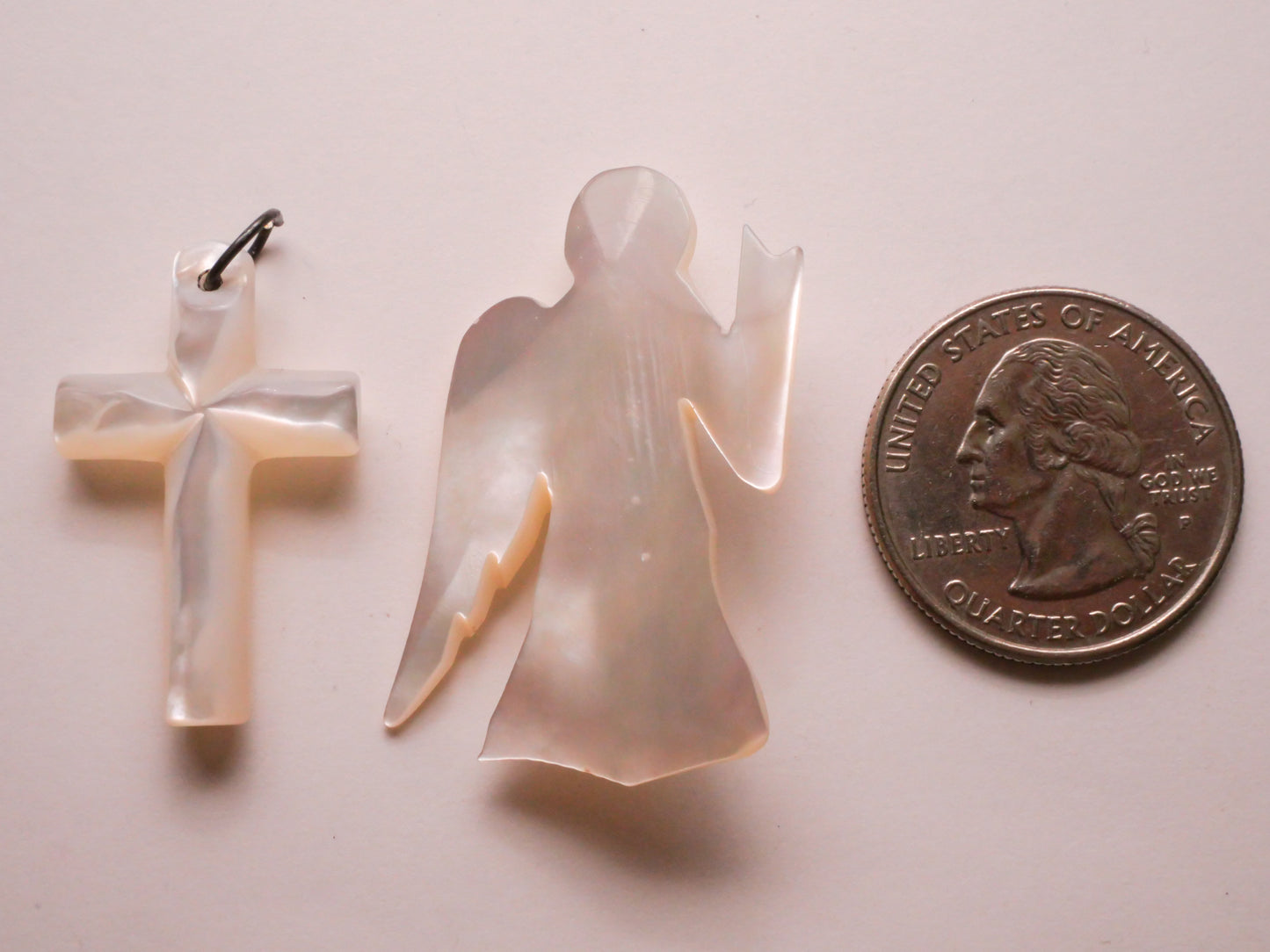 Cross or Angel Mother of Pearl Embellishment Various 19-39mm