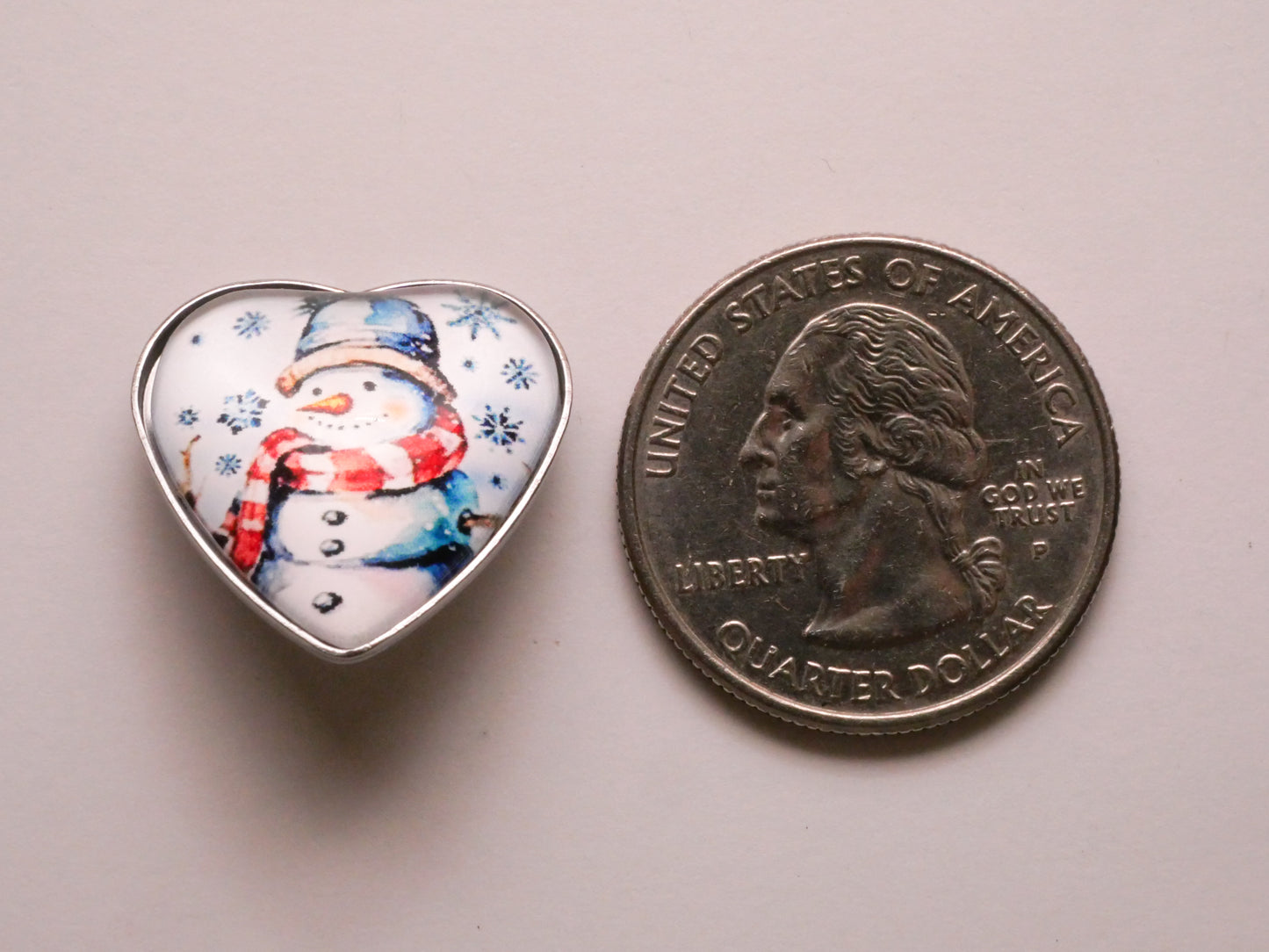Snowman Scarf Heart Metal Plastic Button 21mm