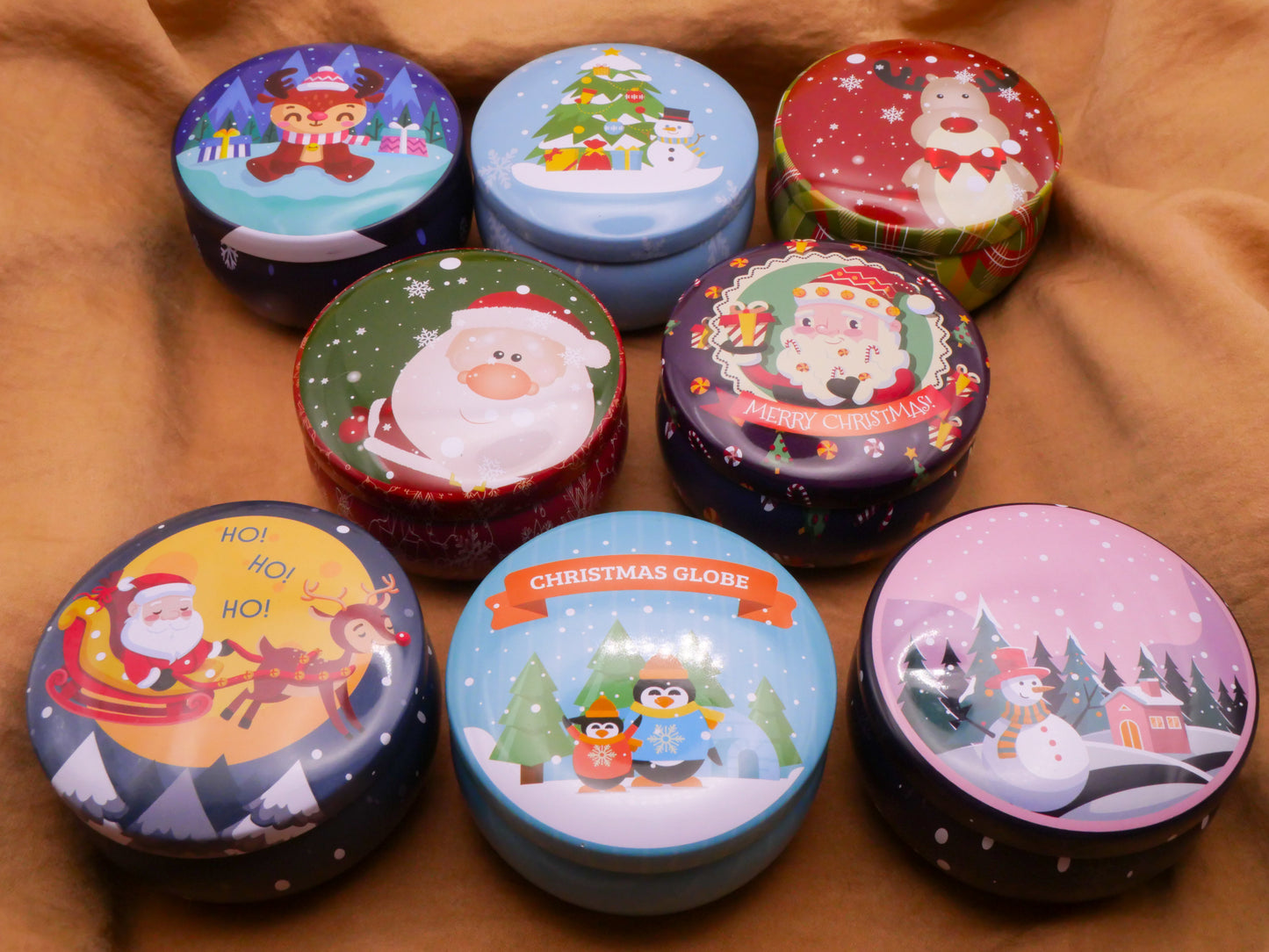 Christmas Tin Container Holiday Motif Wood Set of Fifty Buttons 62mm