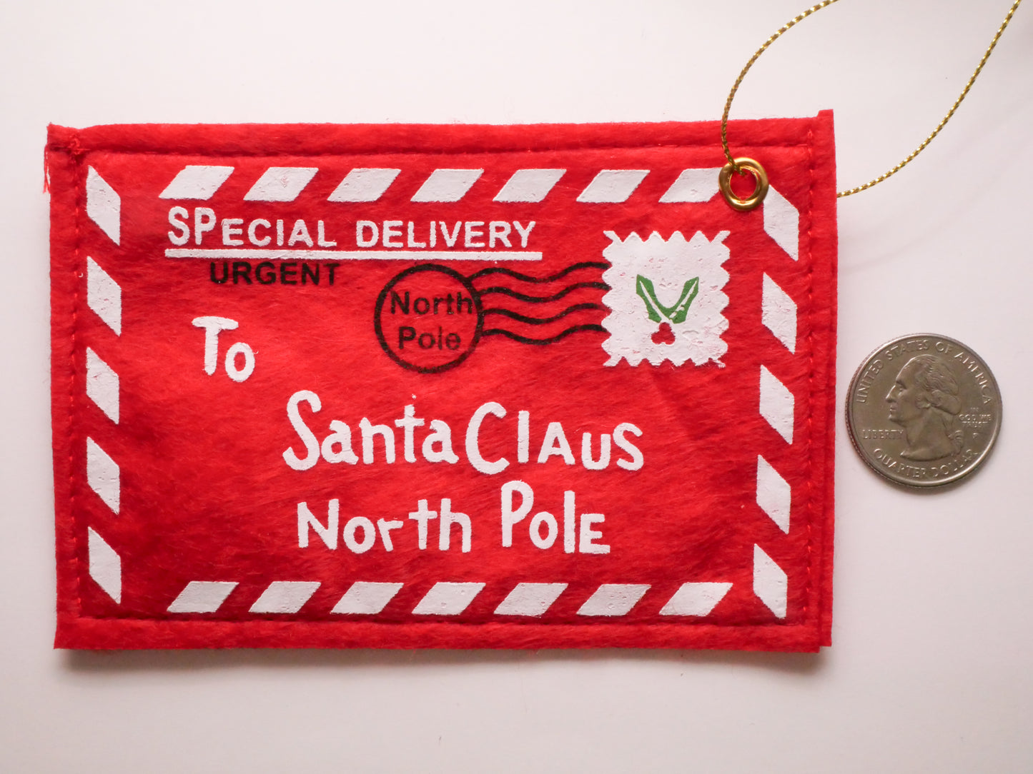 Letter To Santa Felt Envelope Ornament Carded Buttons 80x120mm