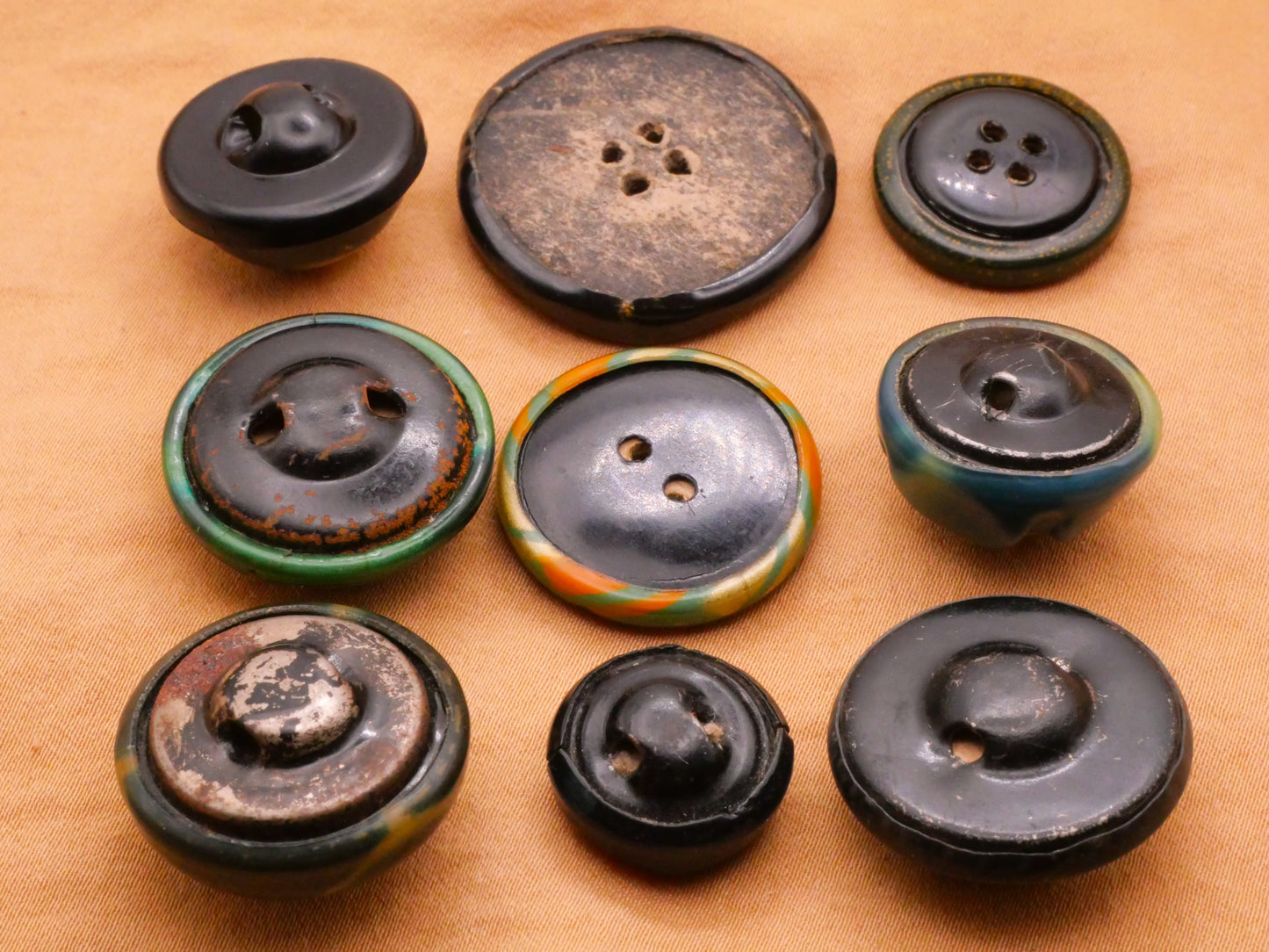 Peacock Blue-Green Celluloid Early Plastic Button Various 15-29mm