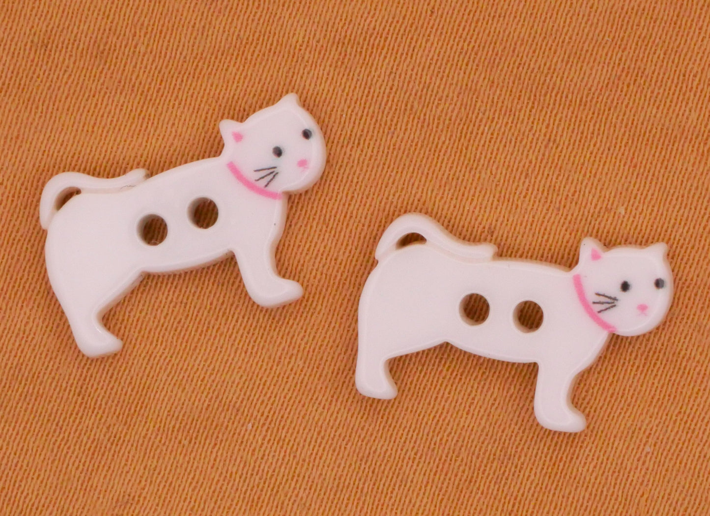 Cat Kitty Pink Collar White Black Pair of Buttons Various 10x16mm