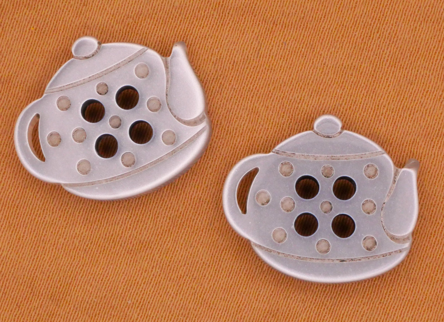 Teapot Polka Dot Plastic Pair of Buttons Various 15x18mm