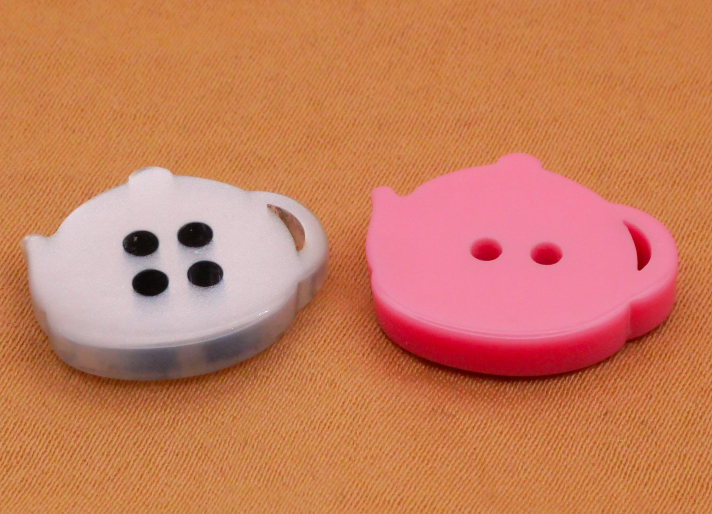 Teapot Polka Dot Plastic Pair of Buttons Various 15x18mm
