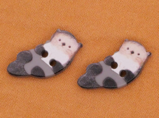 Otter Marine Animal Plastic Pair of Buttons 9x16mm