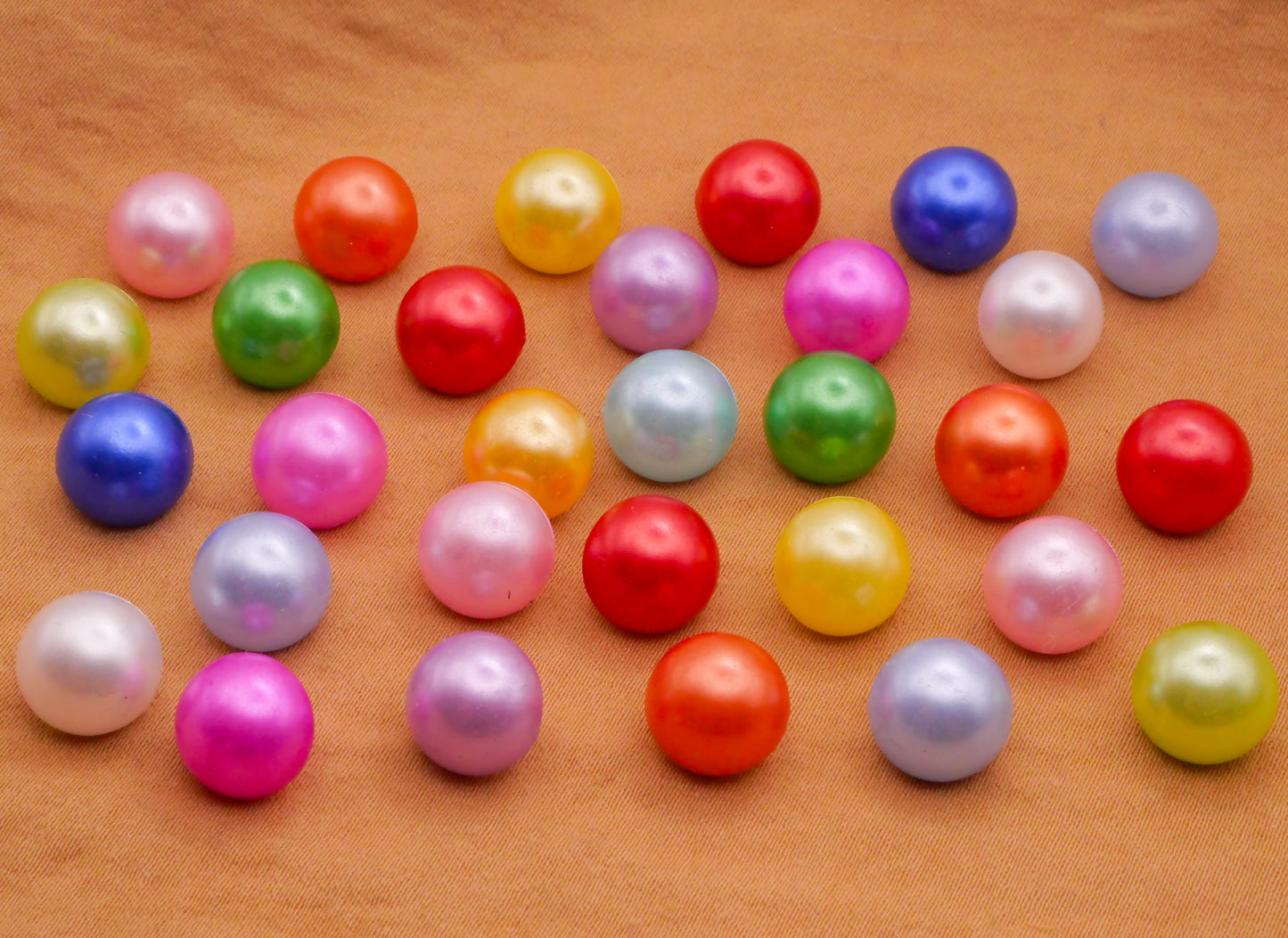 Pearl Look Colorful Pearlized Plastic Set of Thirty Buttons 10mm
