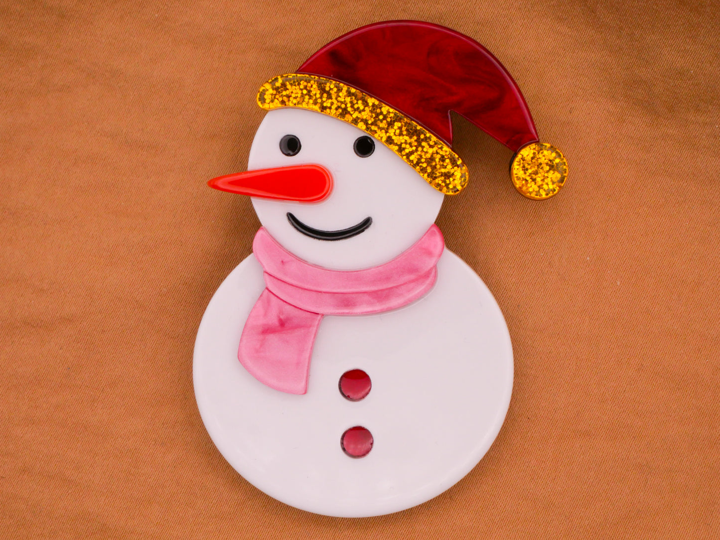 Snowman Hat Scarf Large Acrylic Plastic Button 46x66mm