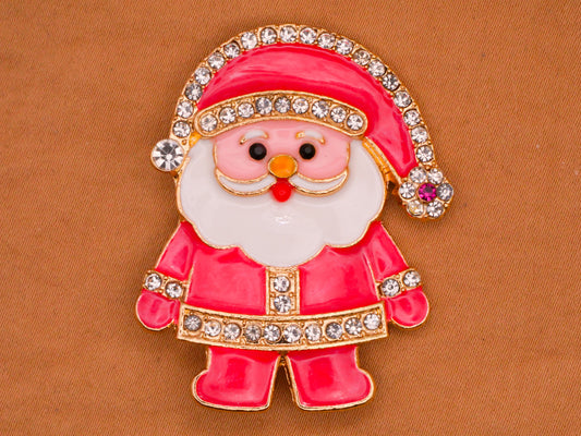 Santa Pink Enamel Rhinestone Large Metal Button 44x46mm