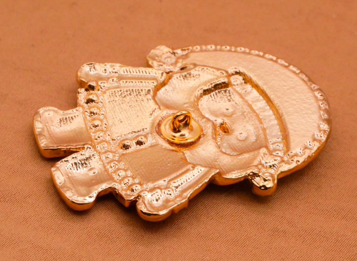 Santa Pink Enamel Rhinestone Large Metal Button 44x46mm