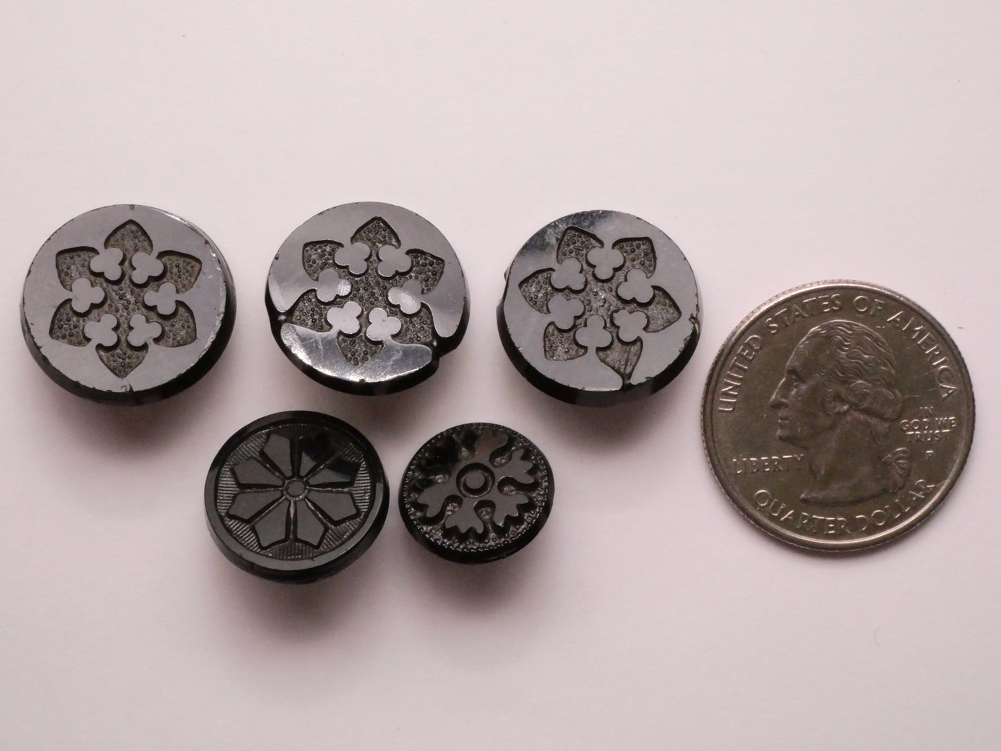 Snowflake Mirror Finish Black Glass Button Various 14-18mm
