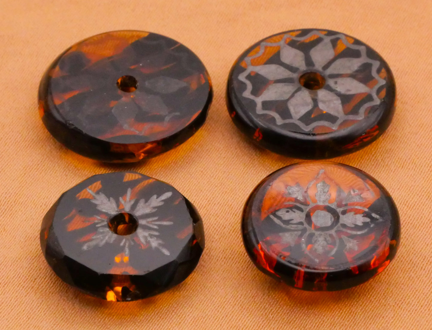 Snowflake Tortoiseshell Look Antique Glass Button Various 16-18mm