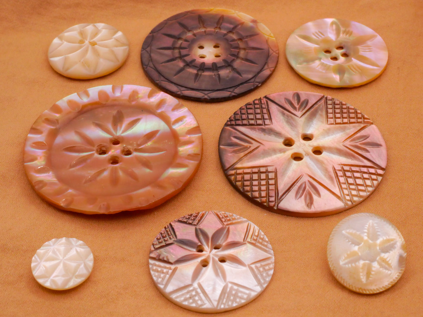 Snowflake Carved Mother of Pearl Shell Button Various 13-43mm