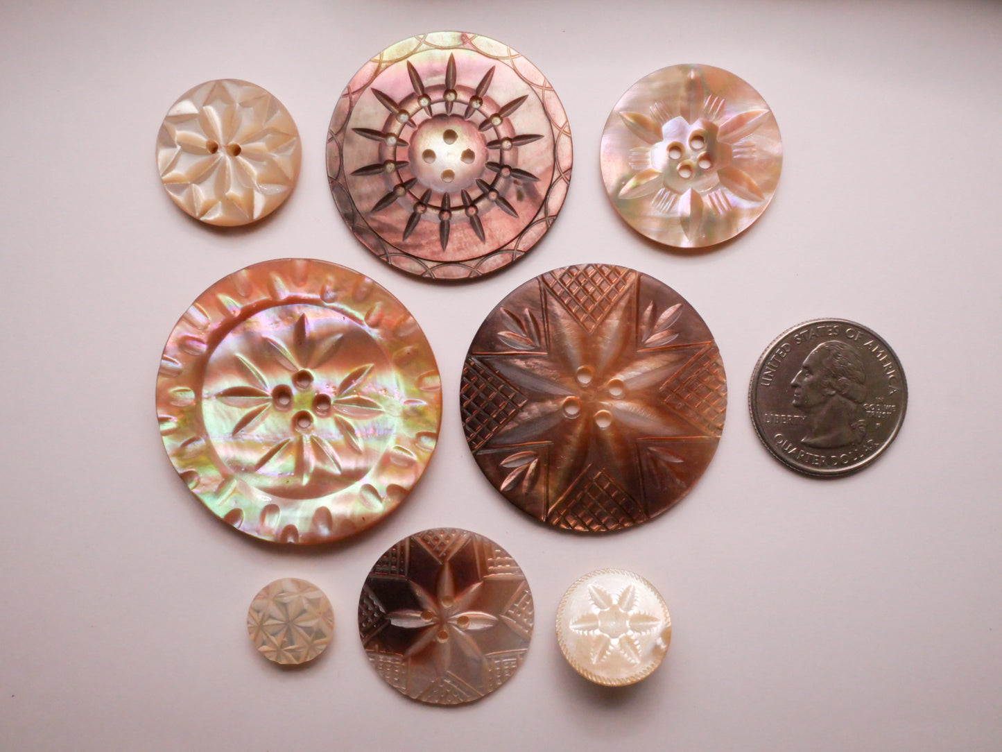 Snowflake Carved Mother of Pearl Shell Button Various 13-43mm