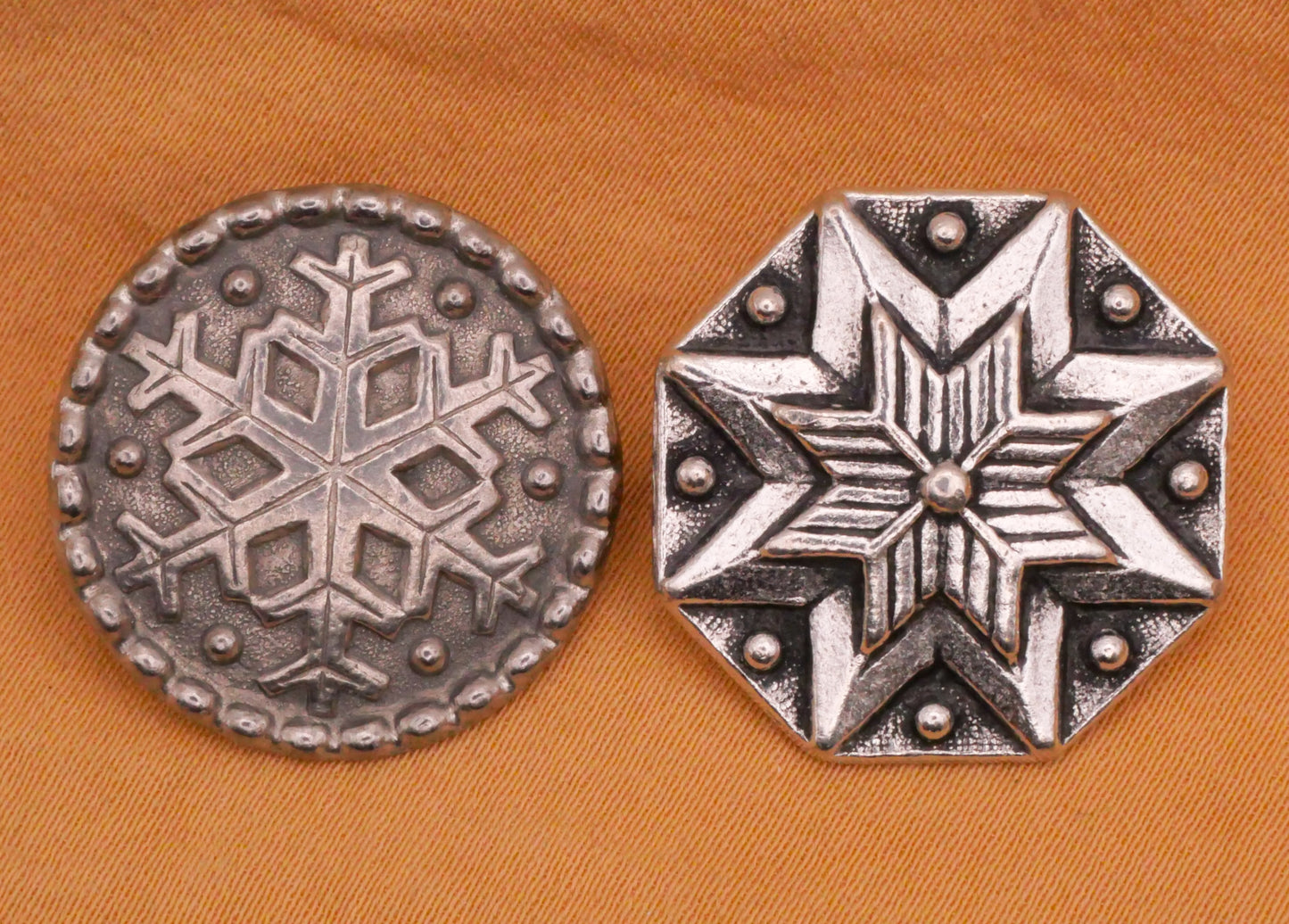 Snowflake Winter Pewter Metal Button Various 22mm