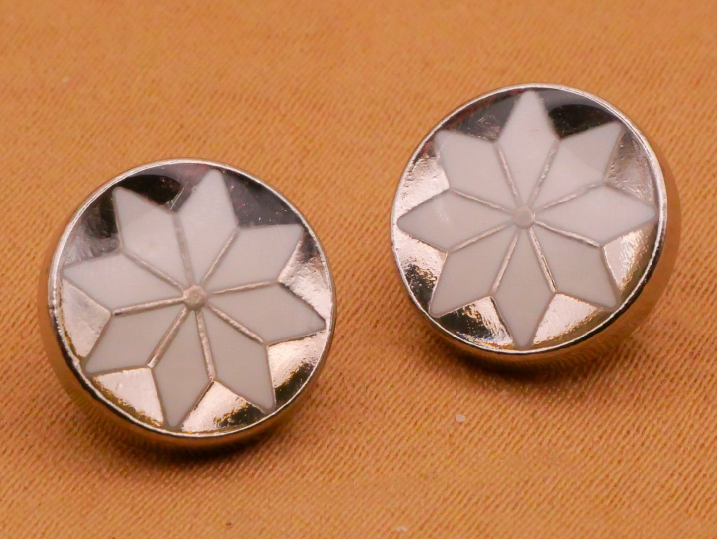 Snowflake Nordic Gold or Silver Metal Pair of Buttons 11mm