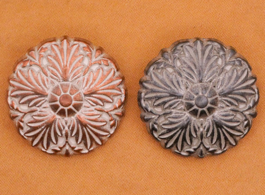 Leafy Snowflake White Washed Metal Button Various 23mm
