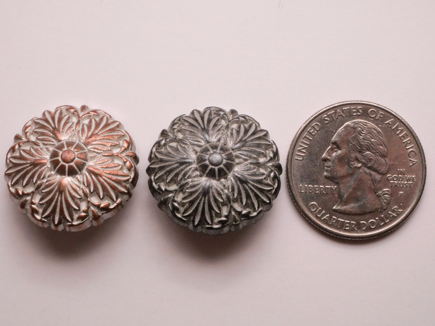 Leafy Snowflake White Washed Metal Button Various 23mm