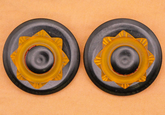 Snowflake Star Carved Early Plastic Two-Part Large Button Various 36mm