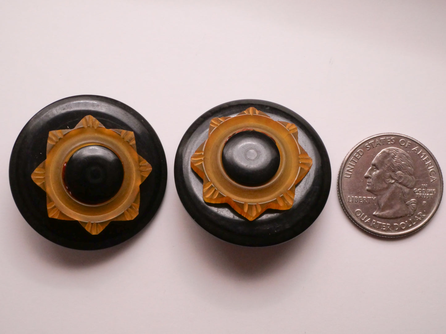 Snowflake Star Carved Early Plastic Two-Part Large Button Various 36mm