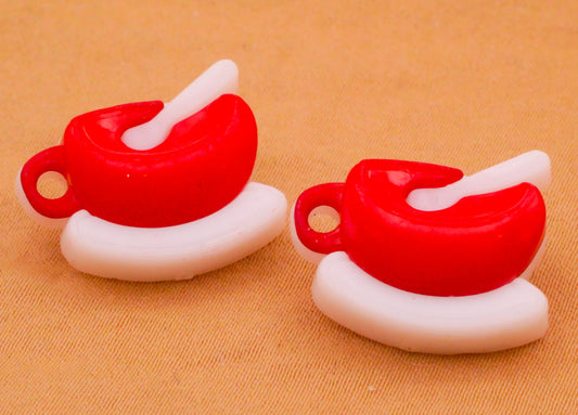 Porridge or Coffee Cup Snap-Together Plastic Pair of Buttons 14x19mm