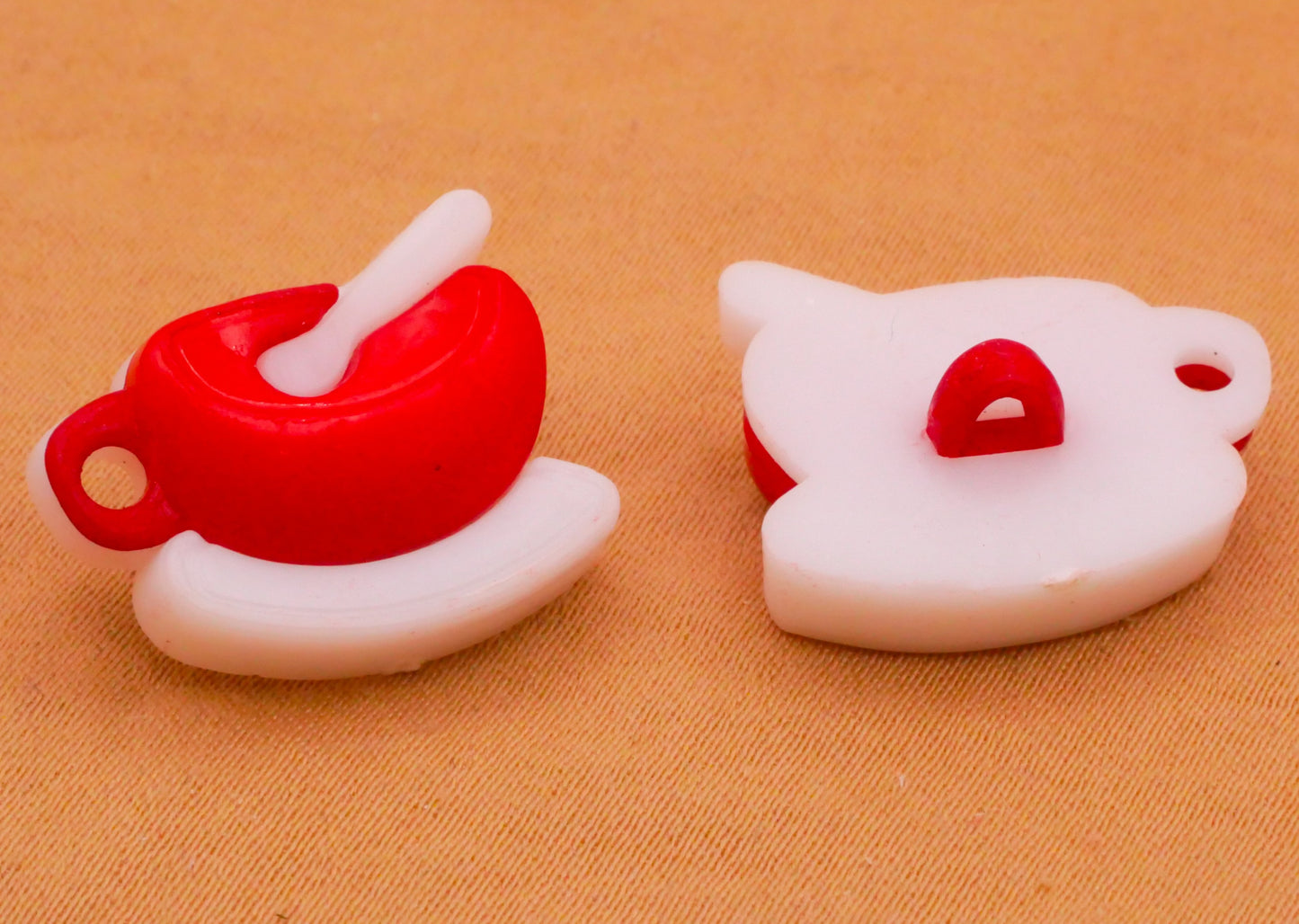 Porridge or Coffee Cup Snap-Together Plastic Pair of Buttons 14x19mm