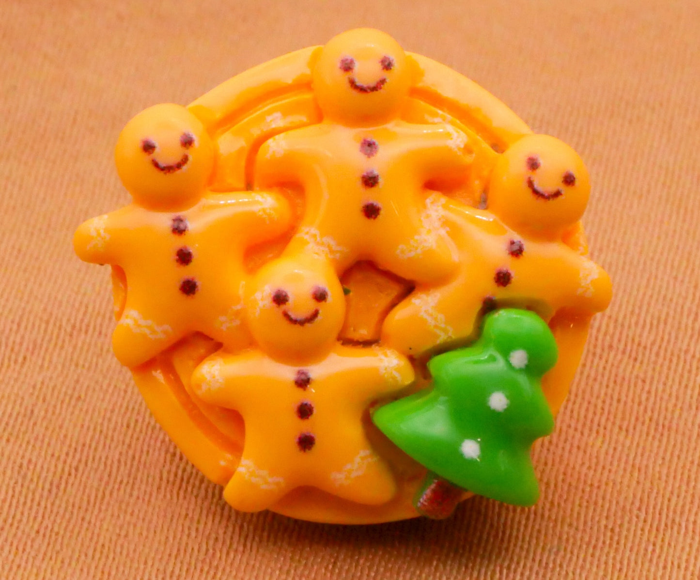 Gingerbread Christmas Tree Cookie Plate Plastic Pair of Buttons 17x19mm