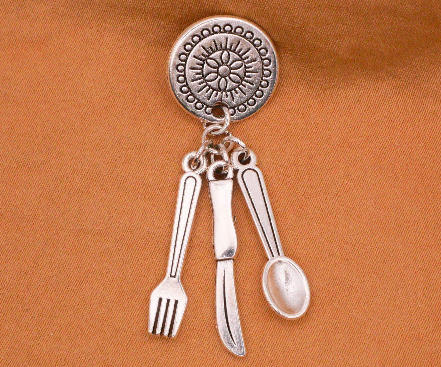 Silverware Flatware Plate Metal Moveable Button 14x44mm