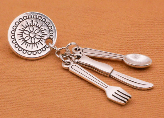 Silverware Flatware Plate Metal Moveable Button 14x44mm