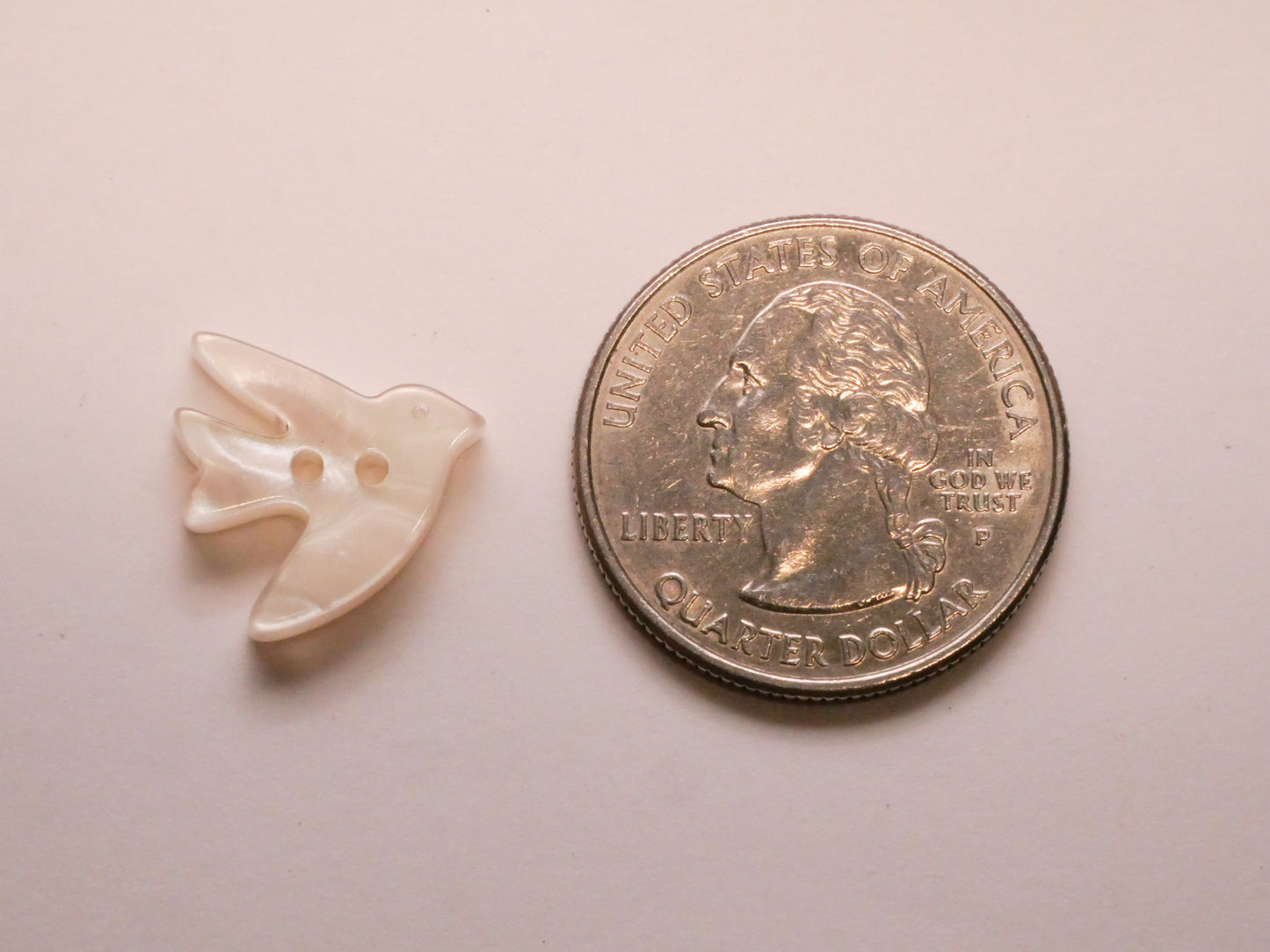 Bird Dove Pearlized Plastic Set of Three Buttons 15mm