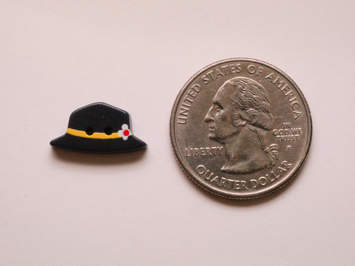 Hat Fashion Blue Yellow Flower Plastic Pair of Buttons 9x16mm