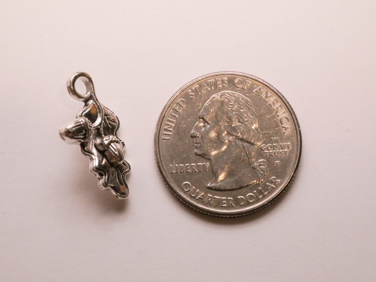 Acorns Oak Leaf Realistic Silver Metal Button 12x22mm