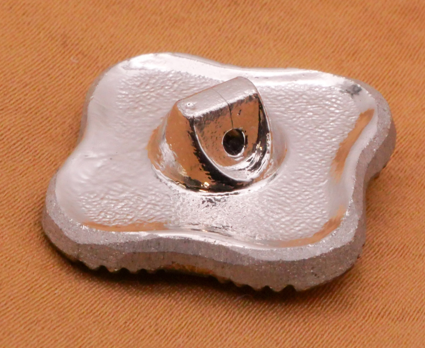 Fleur de Lis Iridescent Diamond Shape Czech Glass Button 27mm