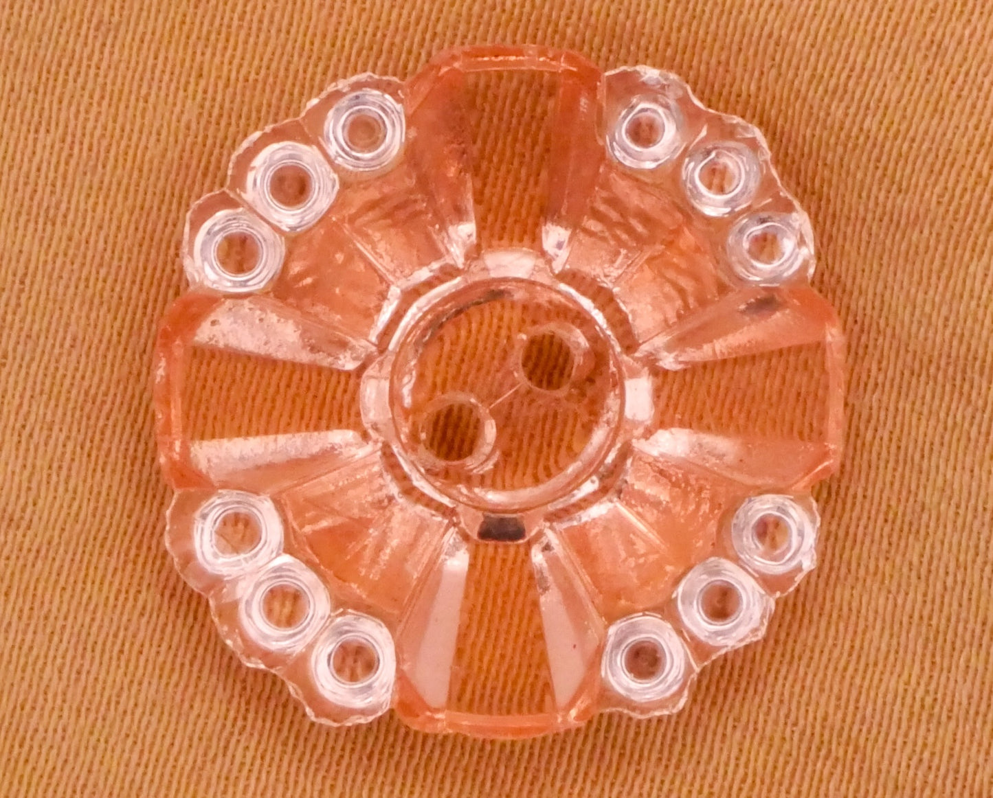 Peachy Pink Translucent Art Deco Vintage Glass Button 19mm