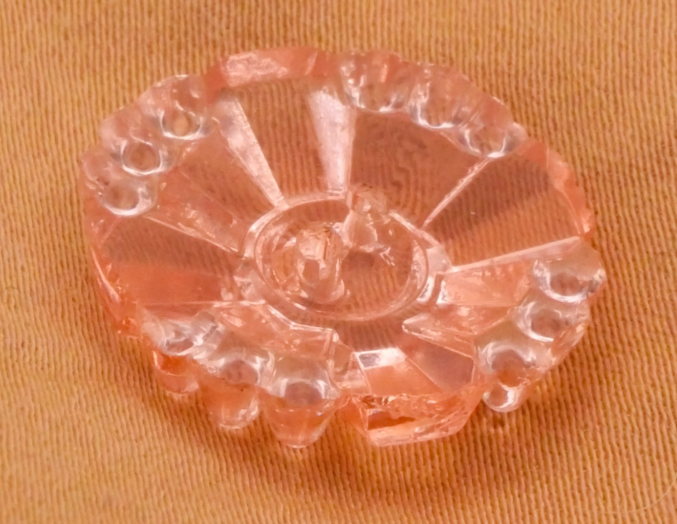 Peachy Pink Translucent Art Deco Vintage Glass Button 19mm