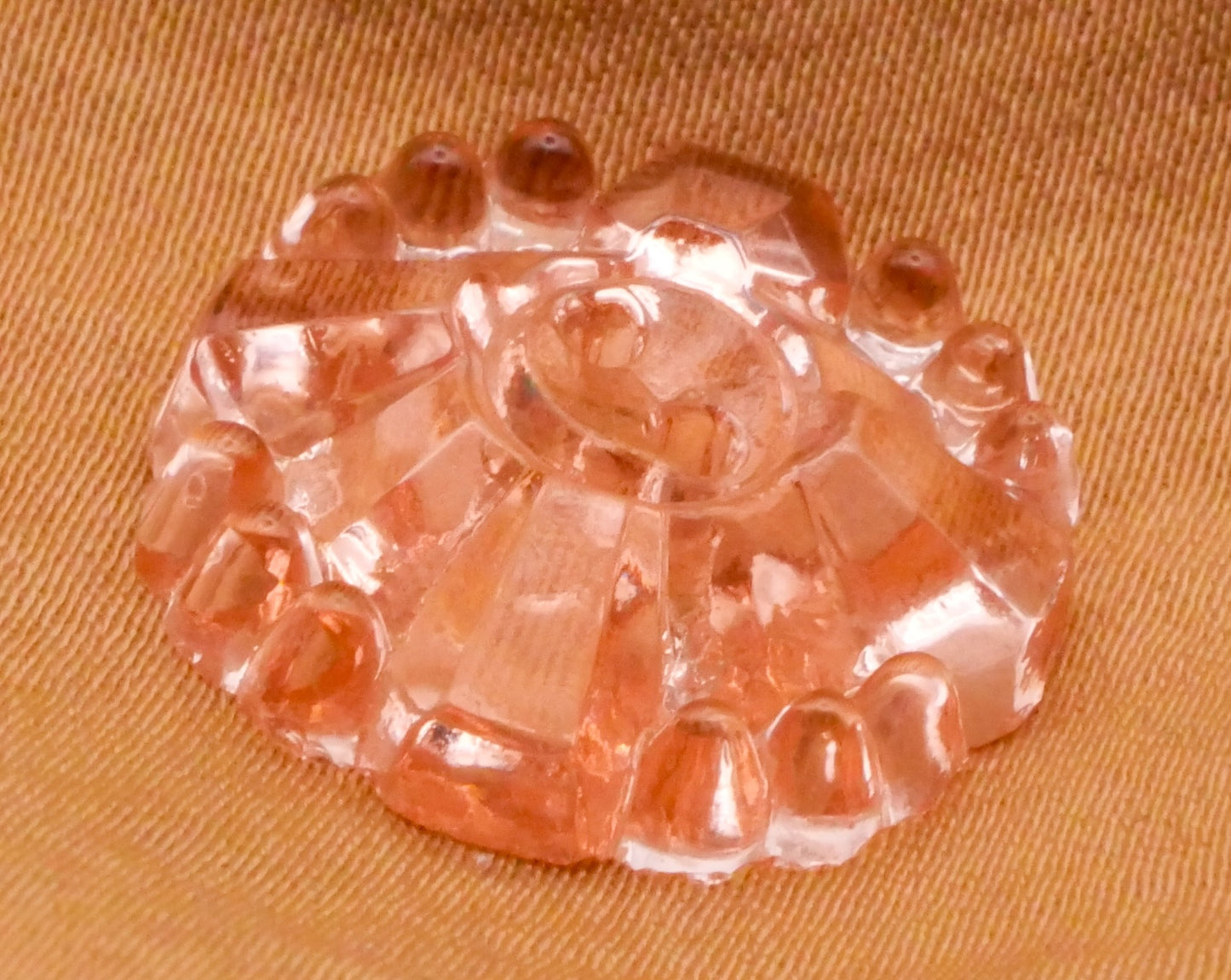 Peachy Pink Translucent Art Deco Vintage Glass Button 19mm