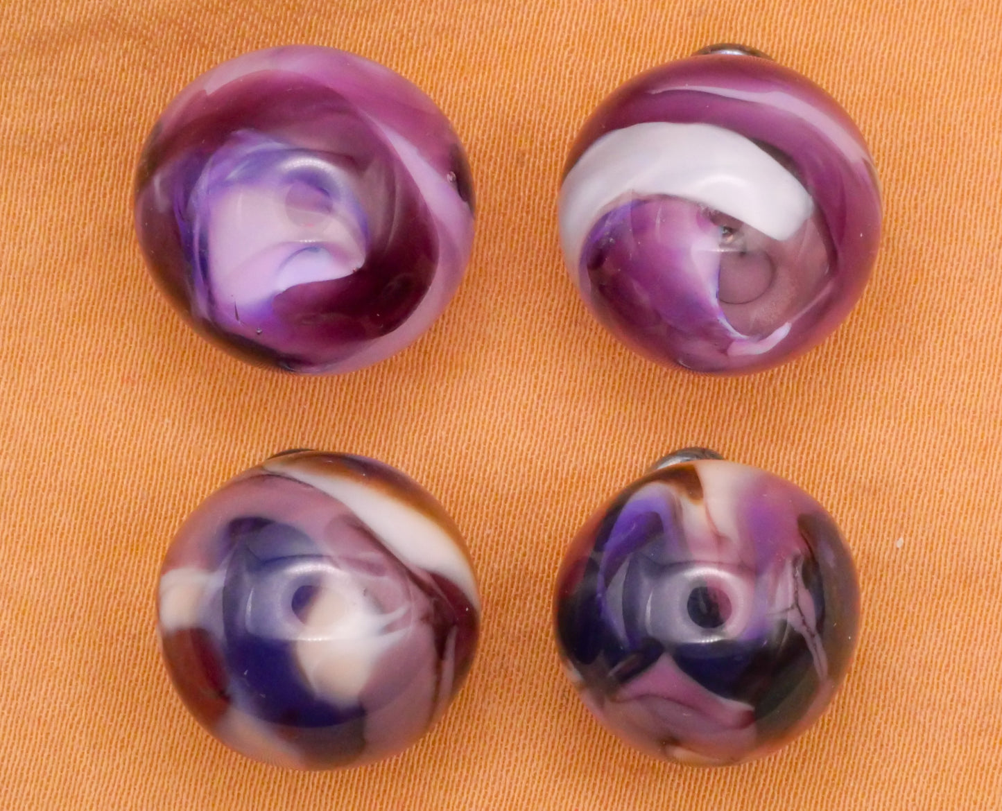 Rich Purple Marbled Paperweight Kathy Hoppe Glass Button Various 15-16mm