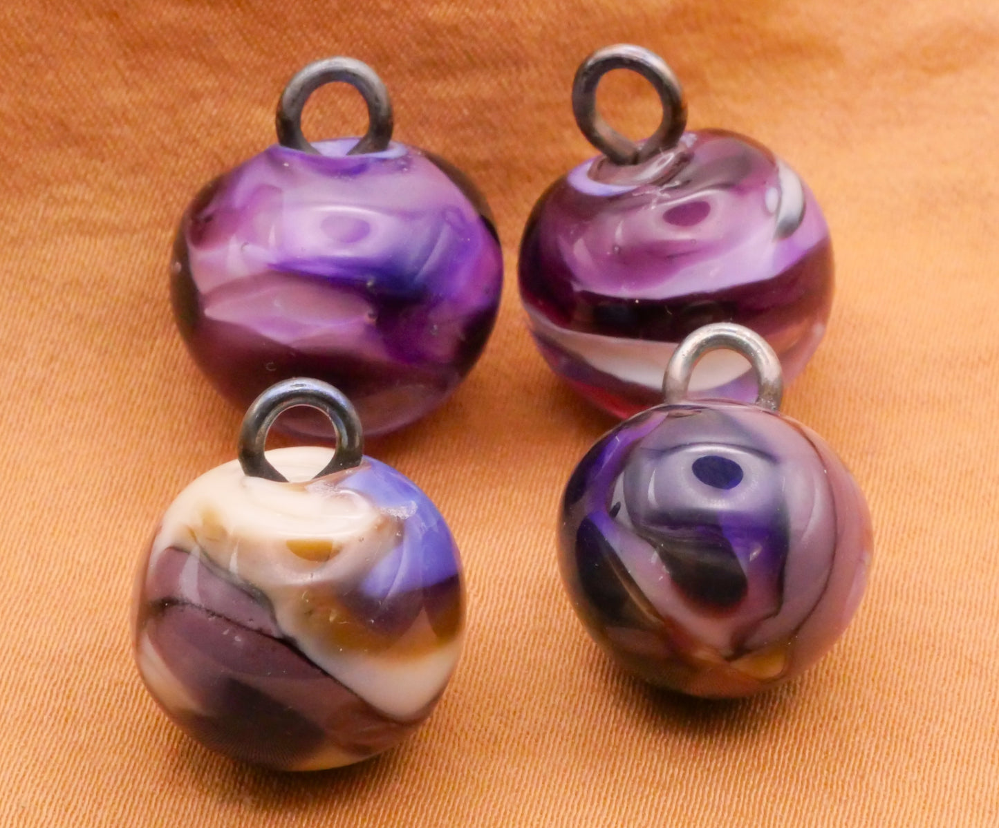 Rich Purple Marbled Paperweight Kathy Hoppe Glass Button Various 15-16mm