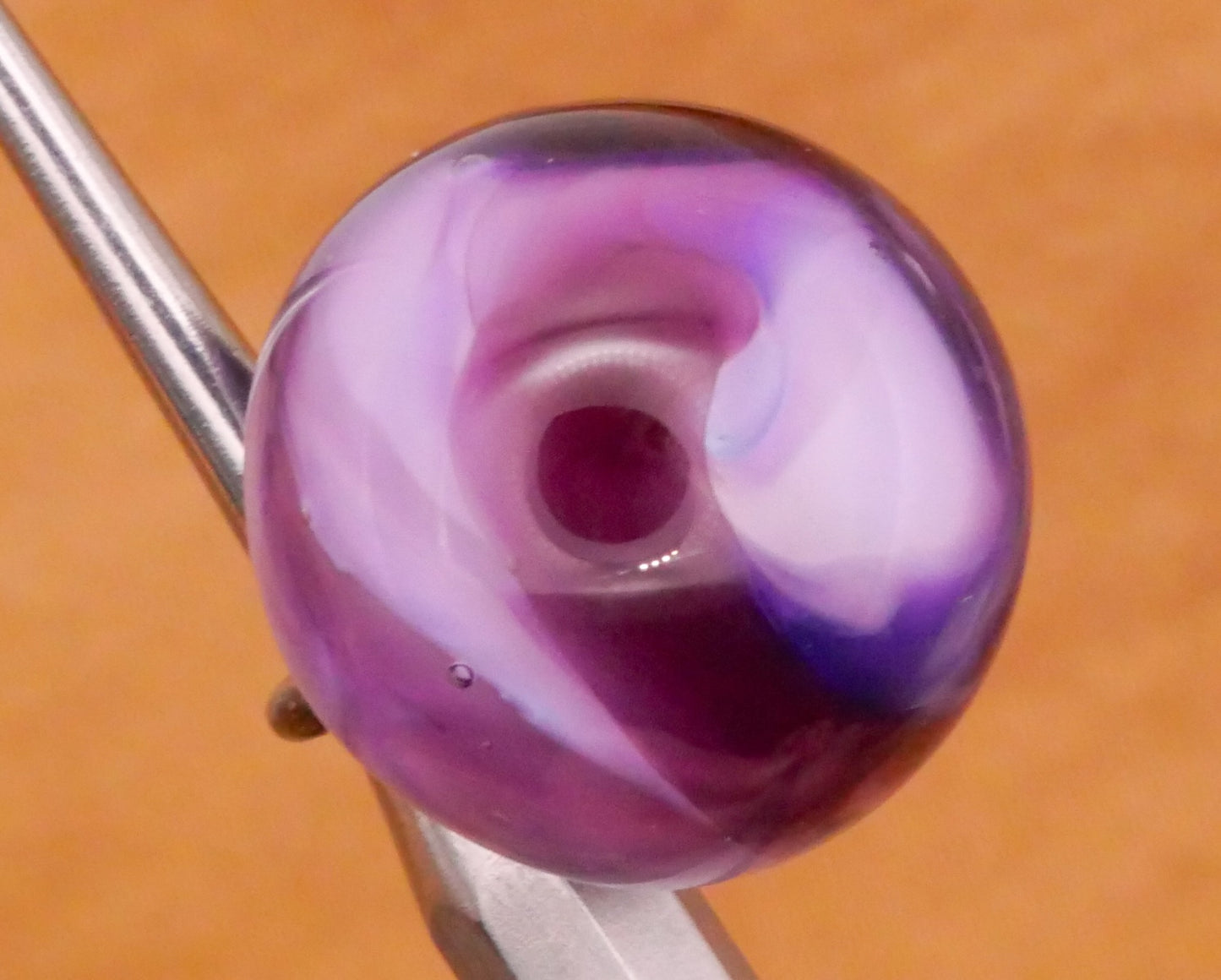 Rich Purple Marbled Paperweight Kathy Hoppe Glass Button Various 15-16mm