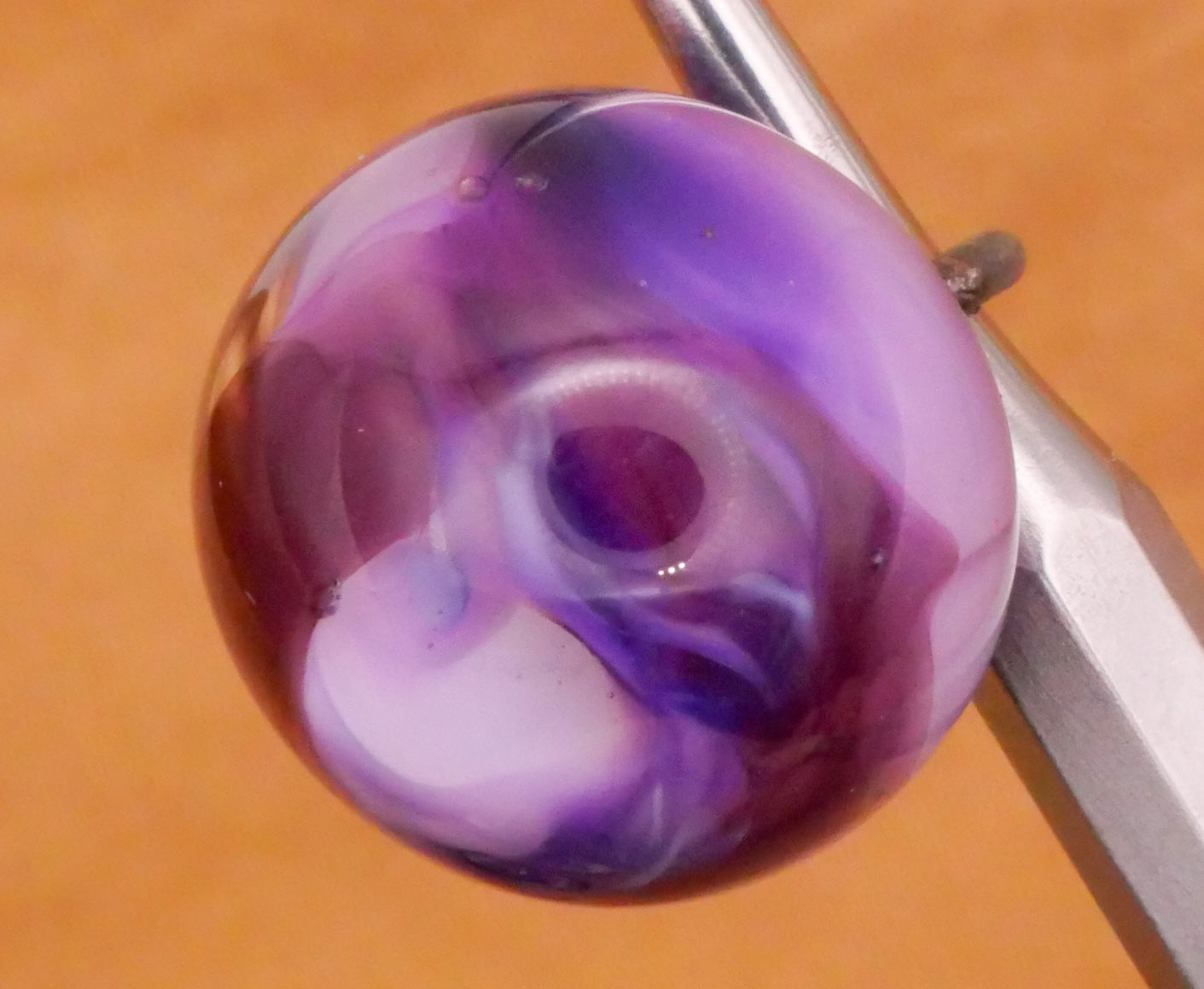 Rich Purple Marbled Paperweight Kathy Hoppe Glass Button Various 15-16mm