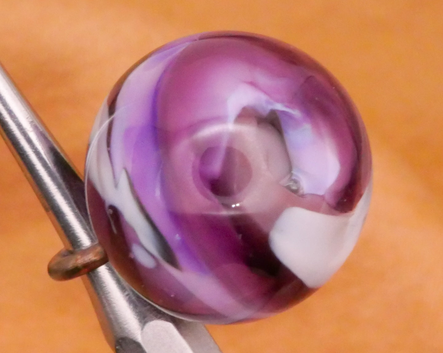 Rich Purple Marbled Paperweight Kathy Hoppe Glass Button Various 15-16mm
