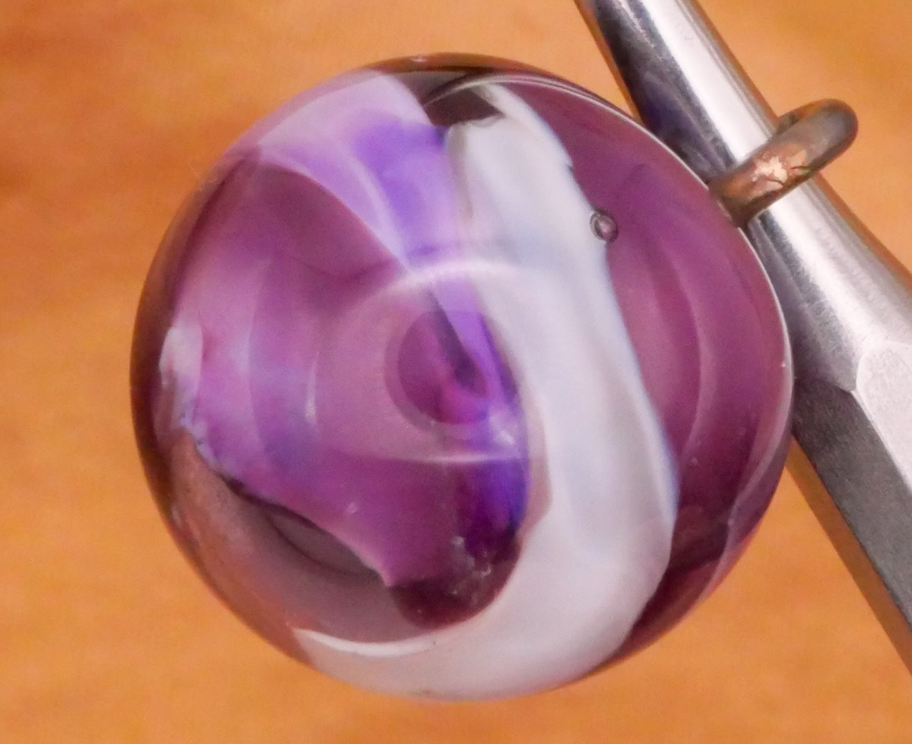 Rich Purple Marbled Paperweight Kathy Hoppe Glass Button Various 15-16mm