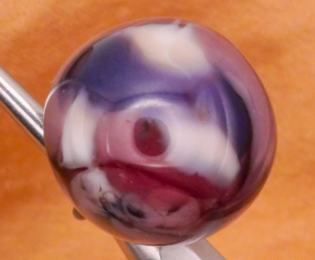 Rich Purple Marbled Paperweight Kathy Hoppe Glass Button Various 15-16mm