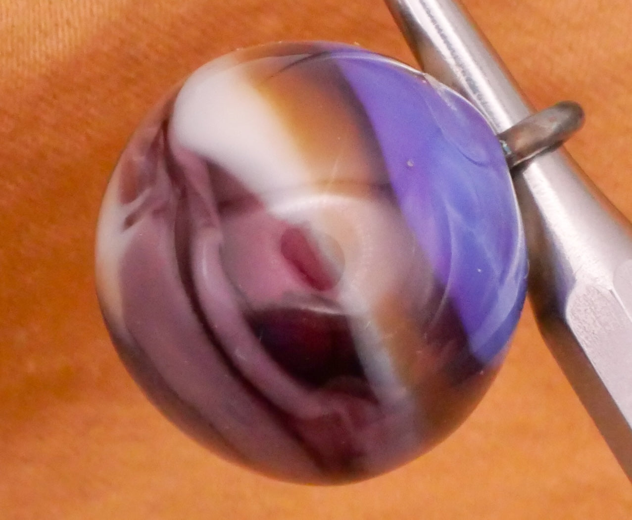 Rich Purple Marbled Paperweight Kathy Hoppe Glass Button Various 15-16mm